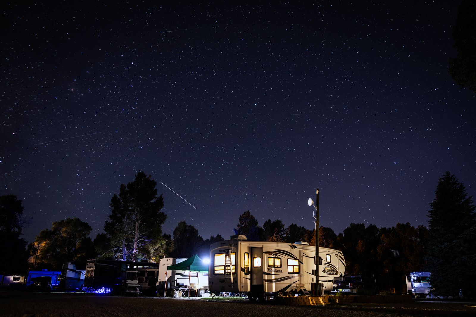 Star-filled skies over the campground