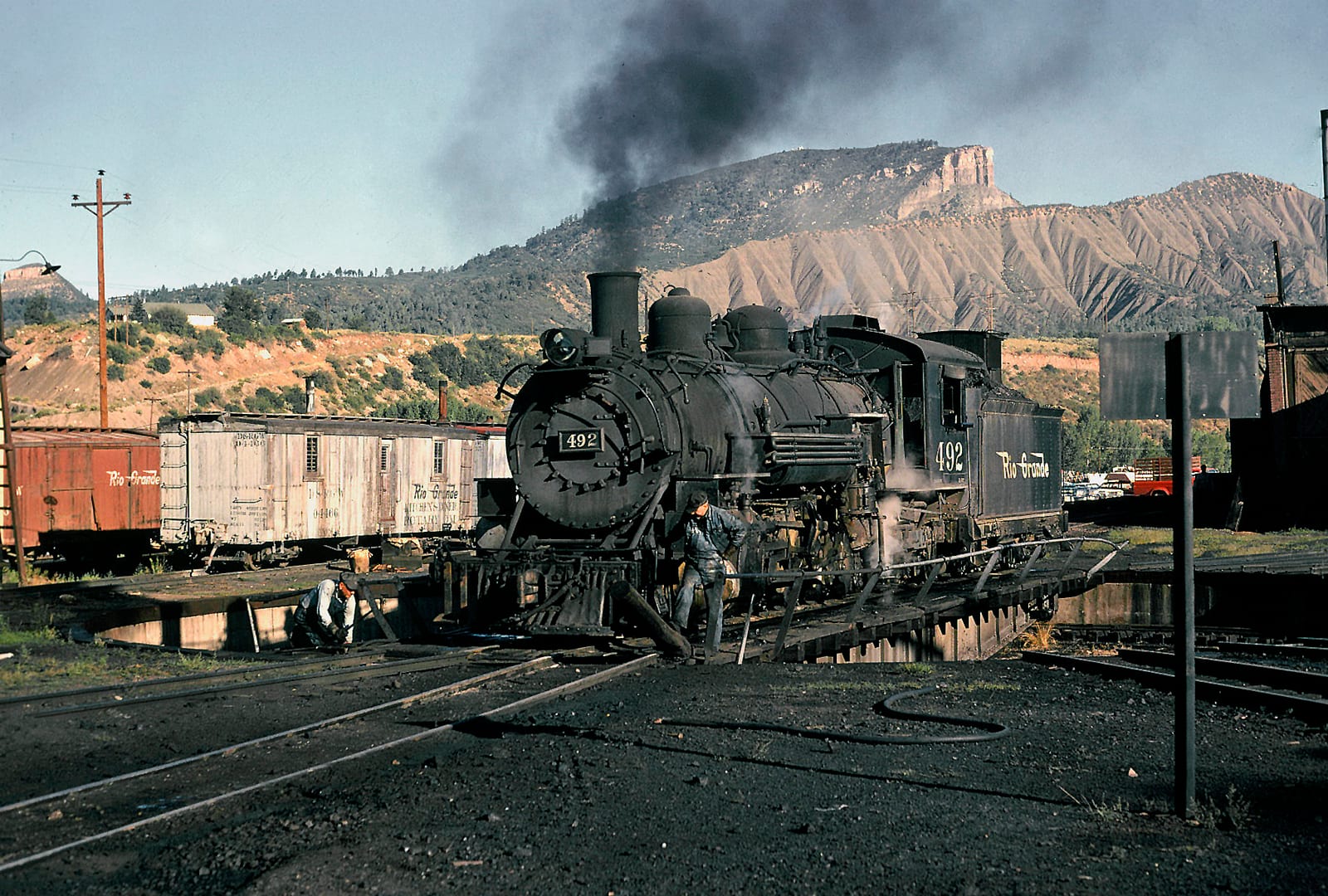 Durango & Silverton Narrow Gauge Railroad steam locomotive on the Durango turntable