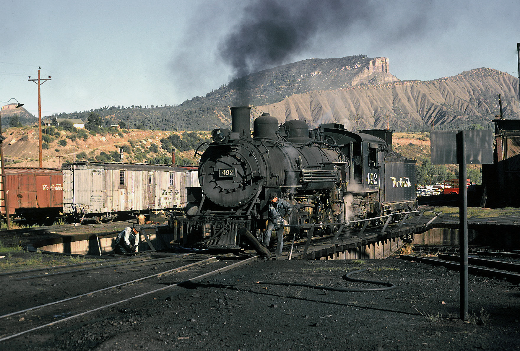 Durango & Silverton Narrow Gauge Railroad steam locomotive on the Durango turntable