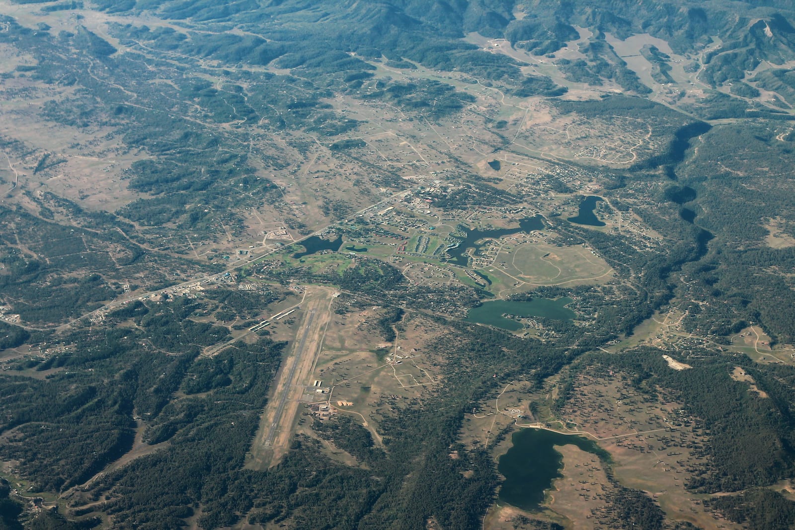 Aerial view of Pagosa Springs, Colorado with the San Juan River